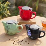 Personalisierte Geburt Blume Keramik Teekanne mit Namen und Tee-Sieb Geburtstag Muttertag Geschenk für Mama Oma