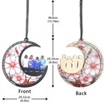 Personalize Birth Flower Cartoon Mom Kids Back View Moon-Shaped Suncatcher with Names Window Hanging Home Decor Mother's Day Gift for Mom Grandma