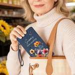 Gepersonaliseerde New Chapter Floral Butterfly Portemonnee PU Leer met Naam en polsbandje Verjaardagscadeau voor vrouwen