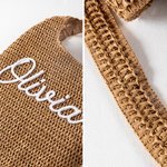 Personalisierte Multicolor gestickten Namen häkeln Raffia Tote Bag Strand Urlaub Singles Party Geburtstag Geschenk für Sie