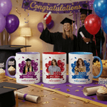 Personalised Multi-Colour Graduation Photo 11 oz 15 oz Ceramic Mug with Name Year and School Name Graduation Season Gift for Graduates