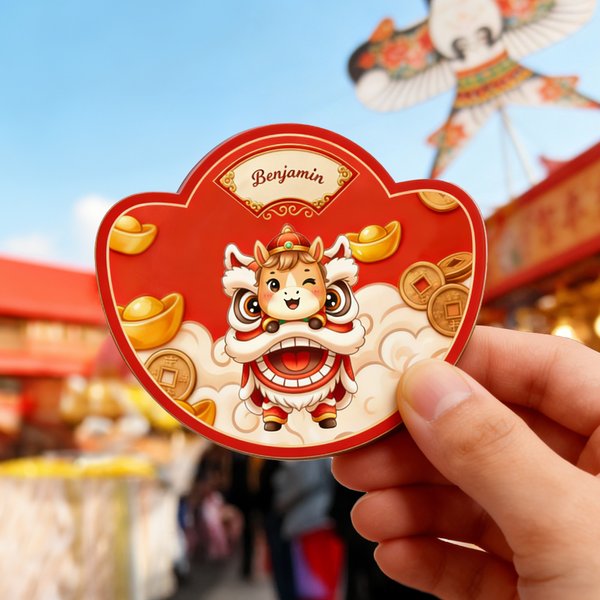 Aimant magnétique pour réfrigérateur avec nom, personnalisé et de style chinois, avec cheval, pour la décoration de la maison, pour le festival de printemps et la nouvelle année, pour les enfants, les