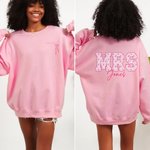 Personalizada Toile De Jouy Floral Sra Lazo Camiseta Sudadera Sudadera con Capucha con Nombre y Año Navidad Boda Aniversario Regalo para Novia Recién Casada