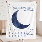 Gepersonaliseerde Maanfase Zachte Deken met Naam en Datum Home Decor Baby Shower Verjaardagscadeau voor Pasgeborene Nieuwe Moeder