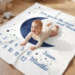 Gepersonaliseerde Maanfase Zachte Deken met Naam en Datum Home Decor Baby Shower Verjaardagscadeau voor Pasgeborene Nieuwe Moeder
