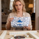 Personalisierte Chinoiserie Mahjong Tiles Pouch Makeup Tasche mit Text Reisezubehör Geburtstag Geschenk für Mahjong-Liebhaber