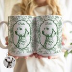 Personalized Toile De Jouy Style Pet Photo 11 oz 15 oz Ceramic Mug with Name Daily Use Birthday Gift for Pet Owner Lover