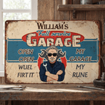 Personalized Vintage Cartoon Auto Mechanic Character Garage Metal Sign with Name Father's Day Birthday Gift for Father