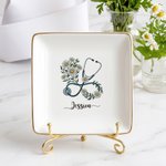 Personalizado Médico Nacimiento Flor Joyería Bandeja con Nombre Día de la Enfermera Cumpleaños Regalo para Personal Médico Enfermera Médico