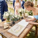 Personalize Floral Wreath Wedding Guest Book with Names and Date Wedding Anniversary Gift for Newlyweds