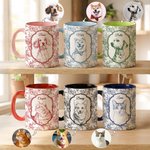 Personalized Toile De Jouy Style Pet Photo 11 oz 15 oz Ceramic Mug with Name Daily Use Birthday Gift for Pet Owner Lover