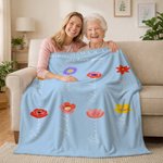 Personalized 1-12 Birth Flowers Soft Throw Blanket with Names Home Decor Mother's Day Birthday Gift for Mom Grandma Wife