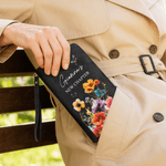 Gepersonaliseerde New Chapter Floral Butterfly Portemonnee PU Leer met Naam en polsbandje Verjaardagscadeau voor vrouwen
