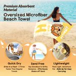 Serviette de plage en microfibre avec nom, personnalisée, avec les initiales d'un animal mignon, à séchage rapide Cadeau de plage pour un ami ou un enfant