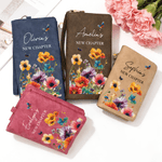 Gepersonaliseerde New Chapter Floral Butterfly Portemonnee PU Leer met Naam en polsbandje Verjaardagscadeau voor vrouwen
