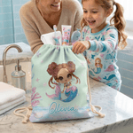 Bolsa de almacenamiento personalizada con cordón de sirena con nombre Viaje de graduación Fiesta en la playa Regalo de cumpleaños para niñas Familia