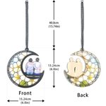 Personalize Birth Flower Cartoon Mom Kids Back View Moon-Shaped Suncatcher with Names Window Hanging Home Decor Mother's Day Gift for Mom Grandma