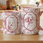 Personalized Toile De Jouy Style Pet Photo 11 oz 15 oz Ceramic Mug with Name Daily Use Birthday Gift for Pet Owner Lover