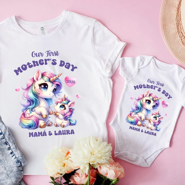 Body para bebé y camiseta personalizados de 100% algodón con nombre y diseño de animales regalo de Día de la Madre para recién nacidos y mamá