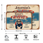 Personalized Vintage Cartoon Auto Mechanic Character Garage Metal Sign with Name Father's Day Birthday Gift for Father
