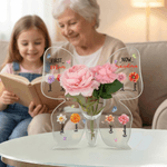 Personalized Birth Flower Butterfly Acrylic Vase with 1-10 Kid Names and 1-15 Grandkid Names Mother's Day Birthday Gift for Mom Grandma