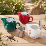 Personalisierte Geburt Blume Keramik Teekanne mit Namen und Tee-Sieb Geburtstag Muttertag Geschenk für Mama Oma