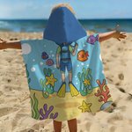 Personalized Princess Mermaid Dinosaur Diver Quick Dry Hooded Beach Towel with Name  Beach Pool Accessories Birthday Gift for Boys Girls