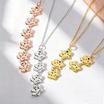 Personalisierte 1-12 Paw Print Birthstone Halskette Exquisite Schmuck mit eingravierten Namen Jahrestag Geburtstag Geschenk für Tierhalter Liebhaber
