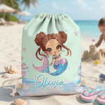 Bolsa de almacenamiento personalizada con cordón de sirena con nombre Viaje de graduación Fiesta en la playa Regalo de cumpleaños para niñas Familia