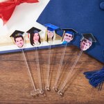 Personalizzato Cappello di laurea faccia foto Acrilico Cocktail Stick agitatore con anno Festa di laurea regalo per gli amici laureati