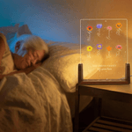 Personalised Birth Flower Acrylic LED Night Light with 1-12 Names Title Text and Wooden Base Mother's Day Gift for Mom Grandma