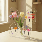Personalized Birth Flower Butterfly Acrylic Vase with 1-10 Kid Names and 1-15 Grandkid Names Mother's Day Birthday Gift for Mom Grandma