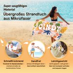 Personalisiertes Retro-Florales-Strandtuch mit Namen | schnelltrocknend und übergroß | Sommer Urlaub Geburtstag Geschenk für Kind Familie