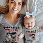 Body para bebé y camiseta personalizados de 100% algodón con nombre y diseño de animales regalo de Día de la Madre para recién nacidos y mamá