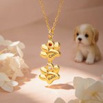 Personalisierte 1-12 Paw Print Birthstone Halskette Exquisite Schmuck mit eingravierten Namen Jahrestag Geburtstag Geschenk für Tierhalter Liebhaber