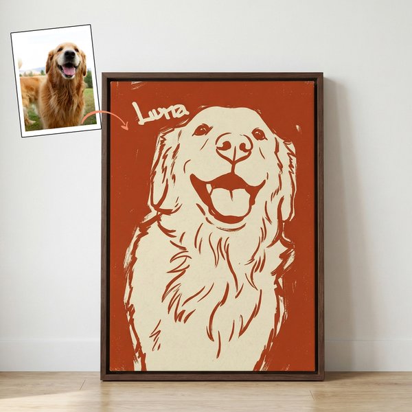 Personalisierte Hand gezeichnet Doodle Stil Haustier Foto Leinwand Drucke mit Namen Schiff aus USA Home Decor Geburtstagsgeschenk für Tierliebhaber