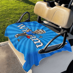 Personlig Cartoon Character Photo pustende Golf Cart Seat Seat Cover med navn Club Team Bursdagsgave til golfspillere elskere