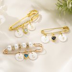 Personalizada Inicial Shell Charm Broche de Seguridad Algo Azul Pin con Corazón Colgante Aniversario de Boda Regalo para Novia