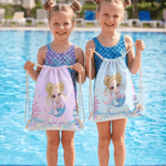 Bolsa de almacenamiento personalizada con cordón de sirena con nombre Viaje de graduación Fiesta en la playa Regalo de cumpleaños para niñas Familia