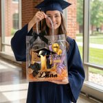 Personalized Balloon Grad Cap Initial Clear Gift Bag with Name Year and Ribbon Bow Graduation Party Favor for Graduates