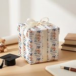 Personalized Graduation Cap Scroll Teddy Bear Wrapping Paper with Text Celebration Party Decor Graduation Favor Packing for 2026 Graduates Students