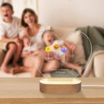 Personalized Grandma's Garden Birth Flower Heart Shape LED Night Light with Names Text Title and Wooden Base Mother's Day Gift for Mom Grandma