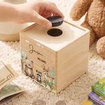Personalised Cartoon Forest Animal Wooden Money Box Piggy Bank with Name Birthday Children's Day Gift for Boys Girls Kids