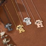 Personalized Western Cowboy Hat Initial Necklace with Name Exquisite Jewelry Anniversary Birthday Gift for Her