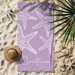 Toalla de playa personalizada de microfibra con nombre y diseño de estrella de mar regalo de cumpleaños y vacaciones para niñas y mujeres