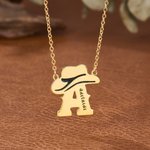 Personalized Western Cowboy Hat Initial Necklace with Name Exquisite Jewelry Anniversary Birthday Gift for Her