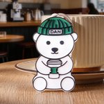 Personalizzato Carino Cappello a maglia Barista Orso Borsa Tag Portachiavi con nome Bar Caffè Regalo di compleanno per la famiglia Amico Amante del caffè