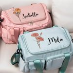 Personifierad Födelse Blomma Namn Stor Resväska Duffle Bag med flera fack och axelrem Tillbaka till skolan Födelsedagspresent för kvinnor Flicka