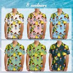 Chemise Personnalisée avec Portrait Photo et Icône de Personnage Style Hawaïen Thème Citron Cadeau Anniversaire pour Famille Amis Amateur de Voyage