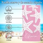 Toalla de playa personalizada de microfibra con nombre y diseño de estrella de mar regalo de cumpleaños y vacaciones para niñas y mujeres